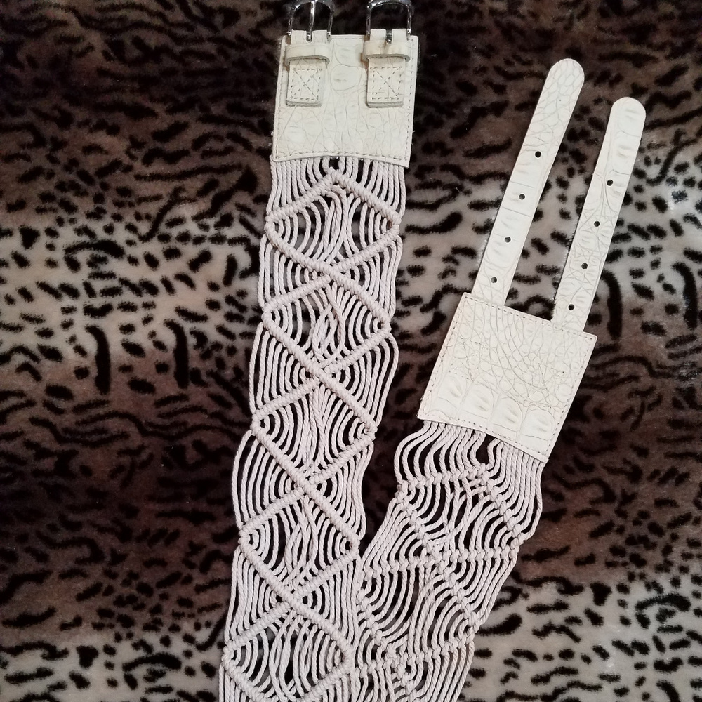 Braided Cream Color Macramé Boho western Style chunky accessory Belt size M/L